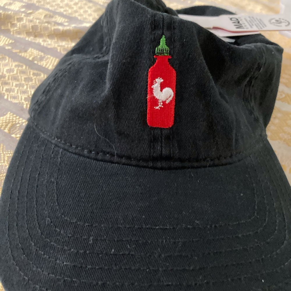 Black Cap with Red Hot Sauce Bottle Embroidery